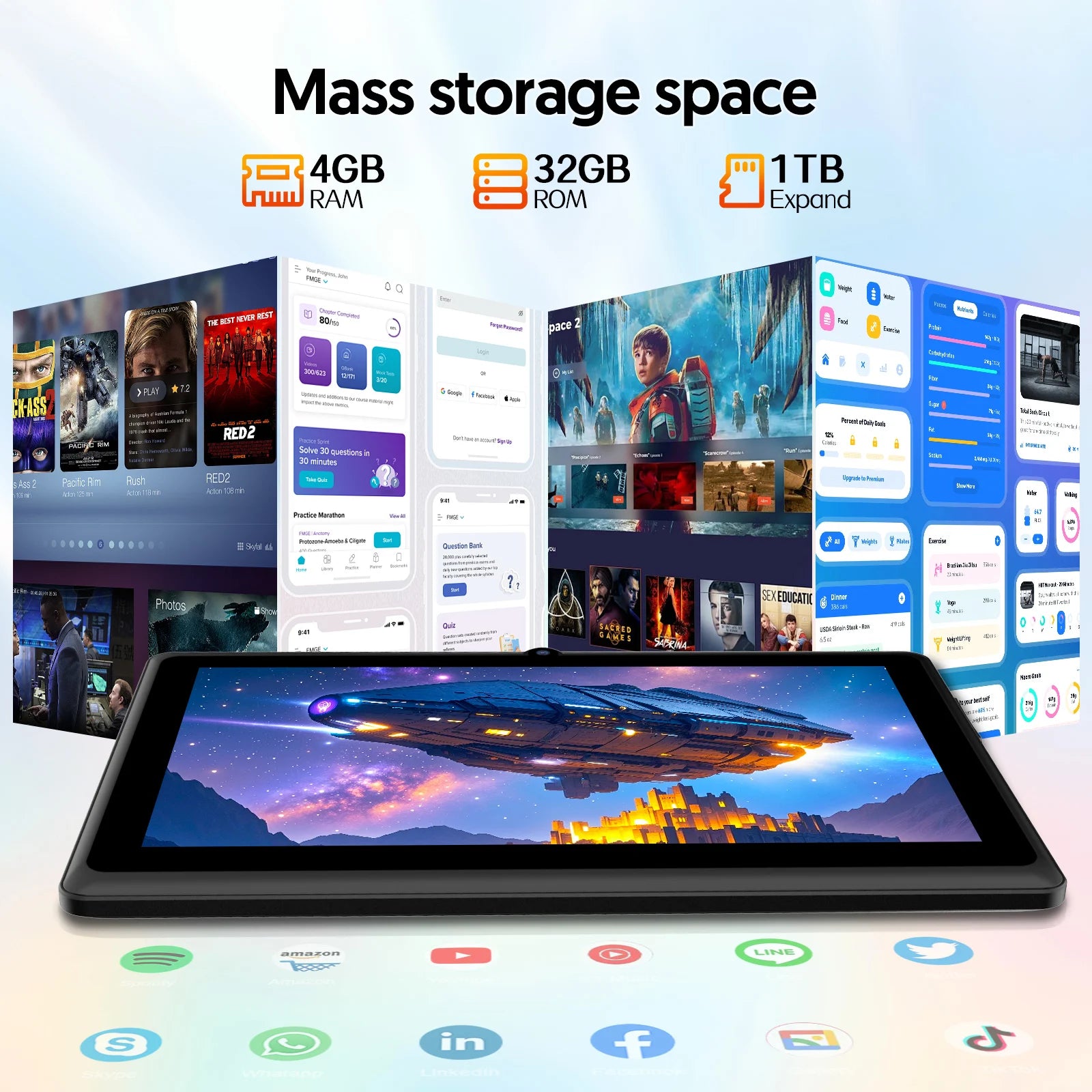 Tablet Android 13 de 7 pulgadas, 4GB RAM, 32GB, pantalla IPS HD