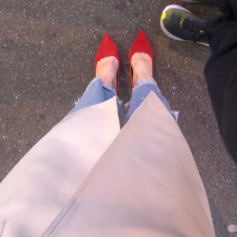 Zapatos de Tacón Alto 9cm para Mujer - Gamuza, Tallas Grandes