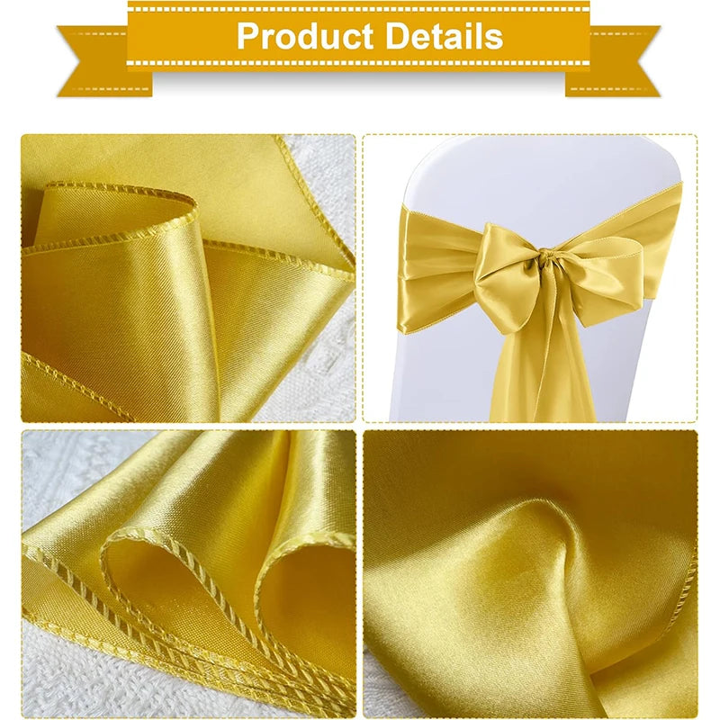 10 Uds. Fajas de satén para sillas, cintas elegantes de calidad superior para sillas, lazos, sillas con lazo, decoración para fiesta de banquete de boda