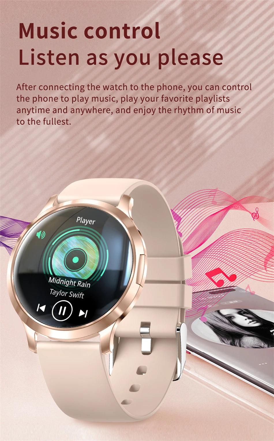 Reloj Inteligente LIGE AMOLED Curva 3D para Mujer