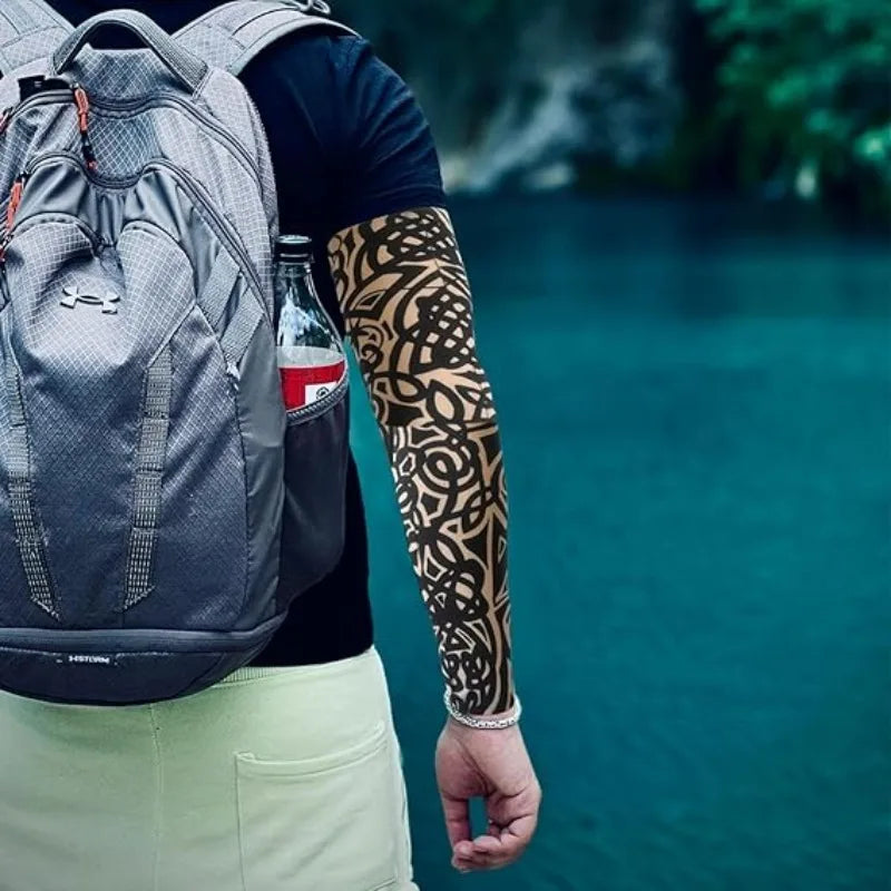 6 Mangas Protectoras para Tatuajes Unisex, Protección Solar UV, Mangas con Estampado de Tatuajes para Ciclismo al Aire Libre