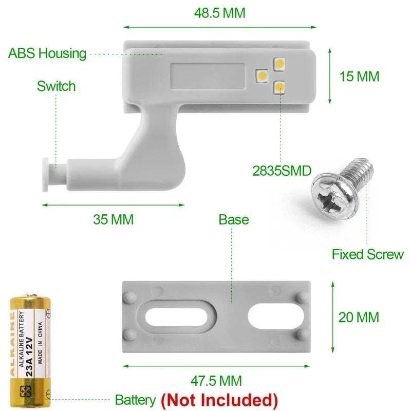 Luz LED para armario, lámpara con bisagra interior, luces universales con Sensor para puerta de armario, dormitorio, armario, cocina, luz nocturna