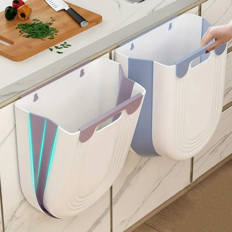 Cubo de basura colgante plegable para cocina, mueble de baño para el hogar, cubo de basura montado en la pared, accesorios de cocina