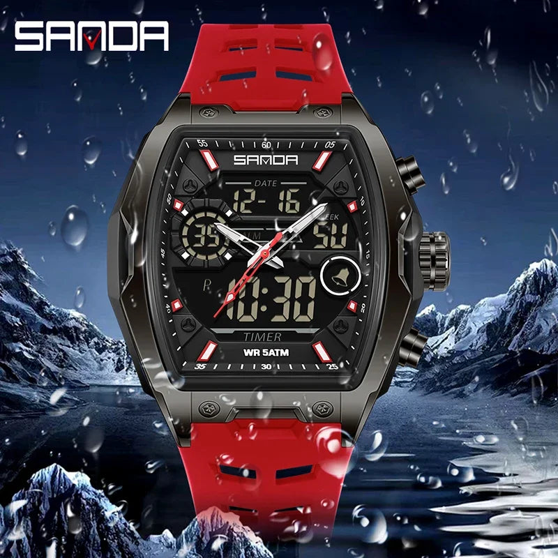 Reloj Deportivo Digital SANDA 6235 para Hombre con LED y Pantalla Dual