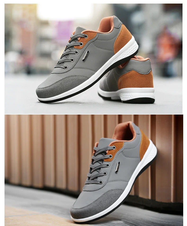 Zapatos YRZL para hombre, zapatillas impermeables para caminar para primavera y otoño, zapatos deportivos de cuero para hombre, zapatillas cómodas antideslizantes para hombre