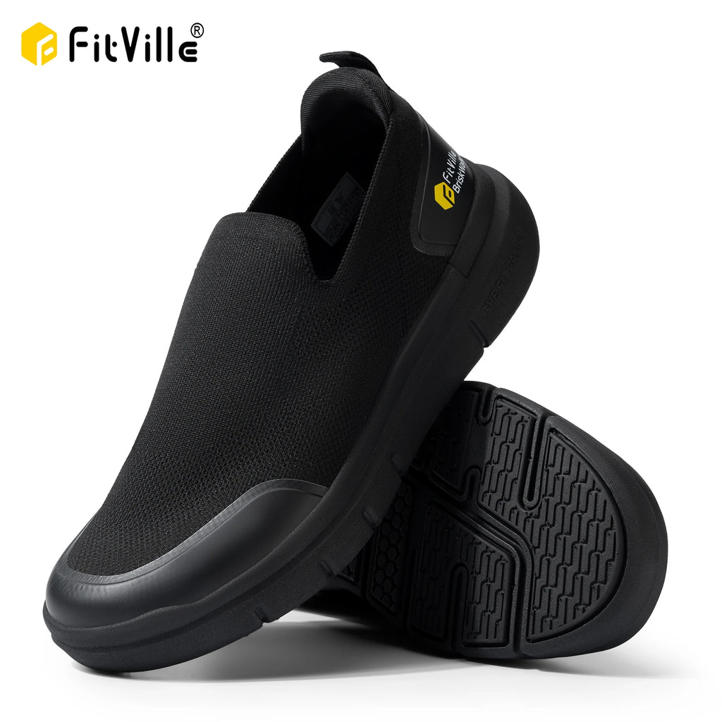 FitVille Zapatos para caminar para hombre, zapatos para fascitis plantar extraanchos, ligeros para pies hinchados, alivio ortopédico del dolor en el pie