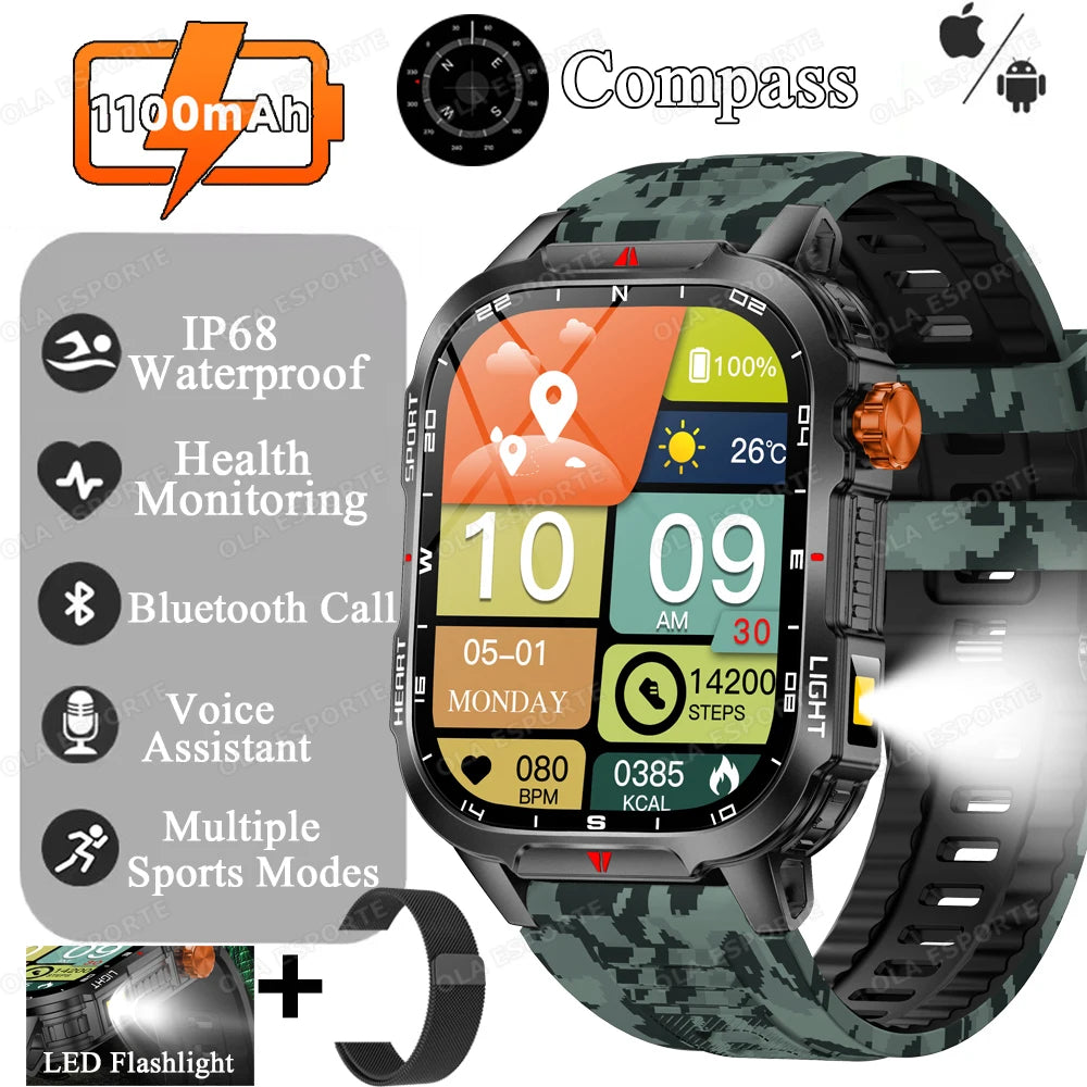 Reloj Inteligente Militar para Hombre - GPS, 1100mAh y 10ATM
