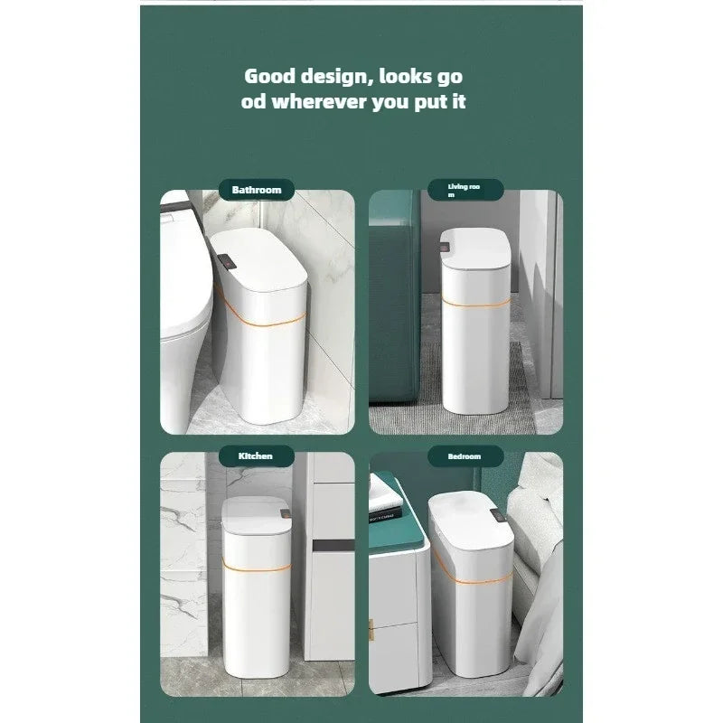 Bote de basura de inducción inteligente, sala de estar automática para el hogar, baño, nueva versión eléctrica, funda para cinturón de costura
