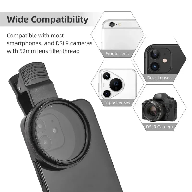 Filtro CPL Polarizador Universal de 52mm para iPhone y Android