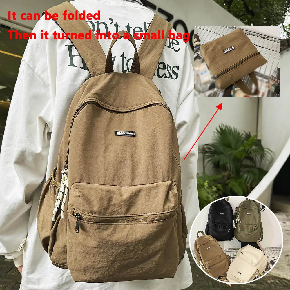 2025 nueva mochila plegable para mujer, mochila de gran capacidad, mochila de ordenador versión coreana Simple