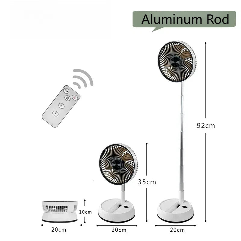 Ventilador plegable telescópico, ventilador de escritorio con Control remoto, ventilador de suelo, recargable, portátil, USB, de 8 pulgadas, para acampar
