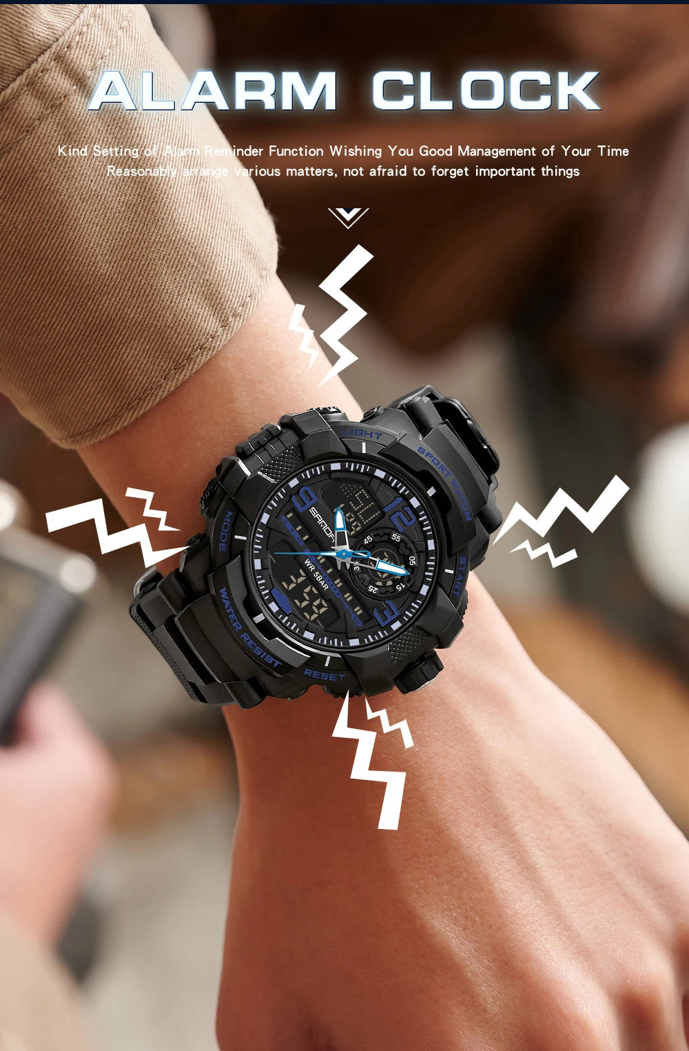 Reloj Deportivo SANDA Doble Pantalla para Hombre con Cronómetro