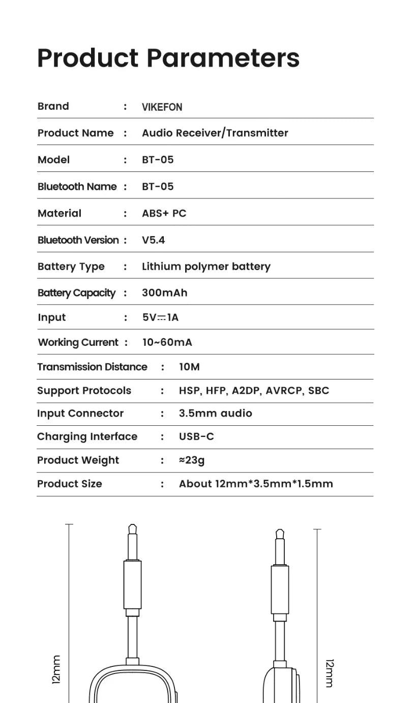 Nuevo receptor/transmisor de audio Bluetooth 5,4, adaptador Bluetooth para televisores, auriculares, coches y otros dispositivos con un conector de 3,5 MM