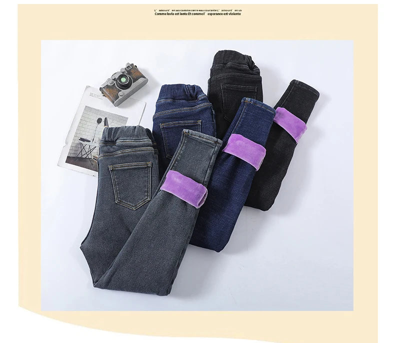 Pantalones Vaqueros de Invierno con Forro de Lana para Mujer