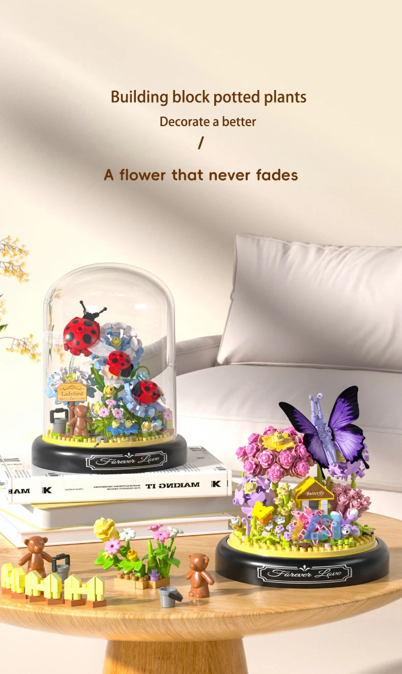 Bloques de Construcción de Flores e Insectos DIY con Cubierta