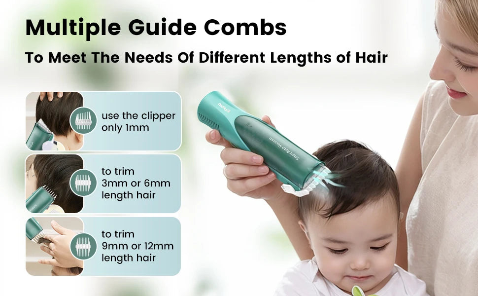 ENSSU-cortadora de pelo al vacío para niños pequeños, Kit de corte de pelo inalámbrico de dos modos, cortadora de pelo recargable
