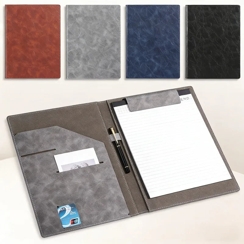 Carpeta Portafolio de Piel Sintética para Entrevistas con Porta Bloc de Notas, Organizador de Tarjetas de Visita y Documentos para Hombres y Mujeres, Uso Profesional