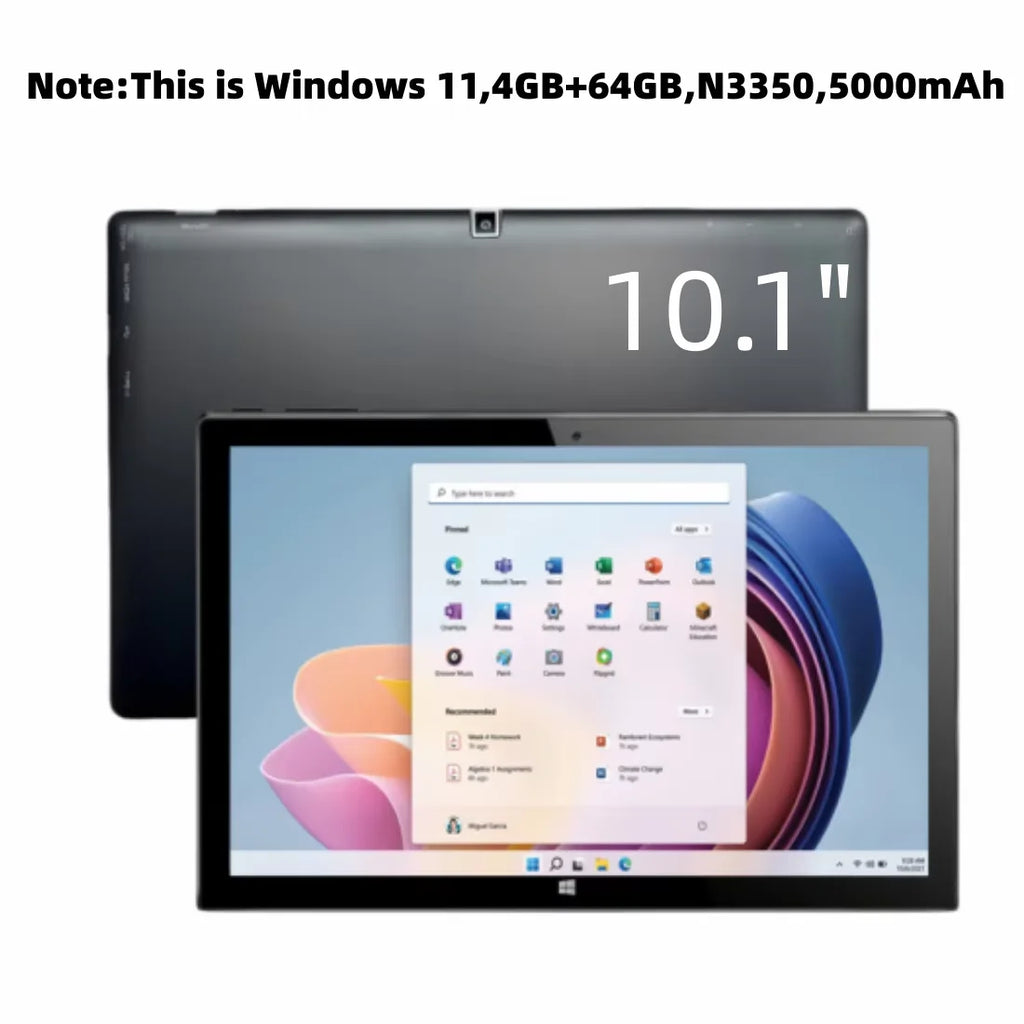 4GB DDR3 RAM 32GB/64GB ROM Tableta de 10.1 pulgadas con Windows 10/Windows 11, CPU de 64 bits Z8350/N3350, pantalla IPS de 1920*1200, puerto HDMI, USB 3.0