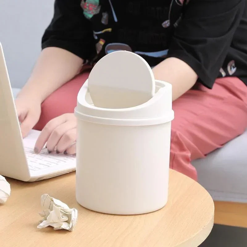 Mini cubo de basura de escritorio con tapa, organizador de basura, dormitorio, oficina, escritorio, caja de almacenamiento para coche, cocina, baño, basura
