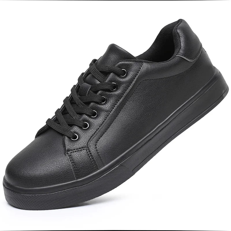 Zapatos de cuero para hombre, zapatillas de deporte informales de tendencia, zapatillas de ocio transpirables para hombre, calzado antideslizante, zapatos vulcanizados para hombre