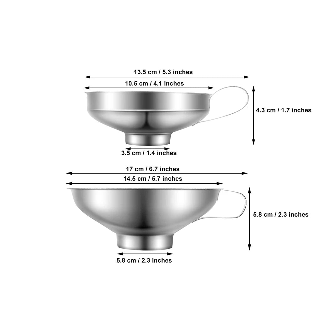 LMETJMA Embudo para enlatar, embudos metálicos grandes para cocina, para llenar tarros Mason, embudos de boca ancha de acero inoxidable, utensilios de cocina