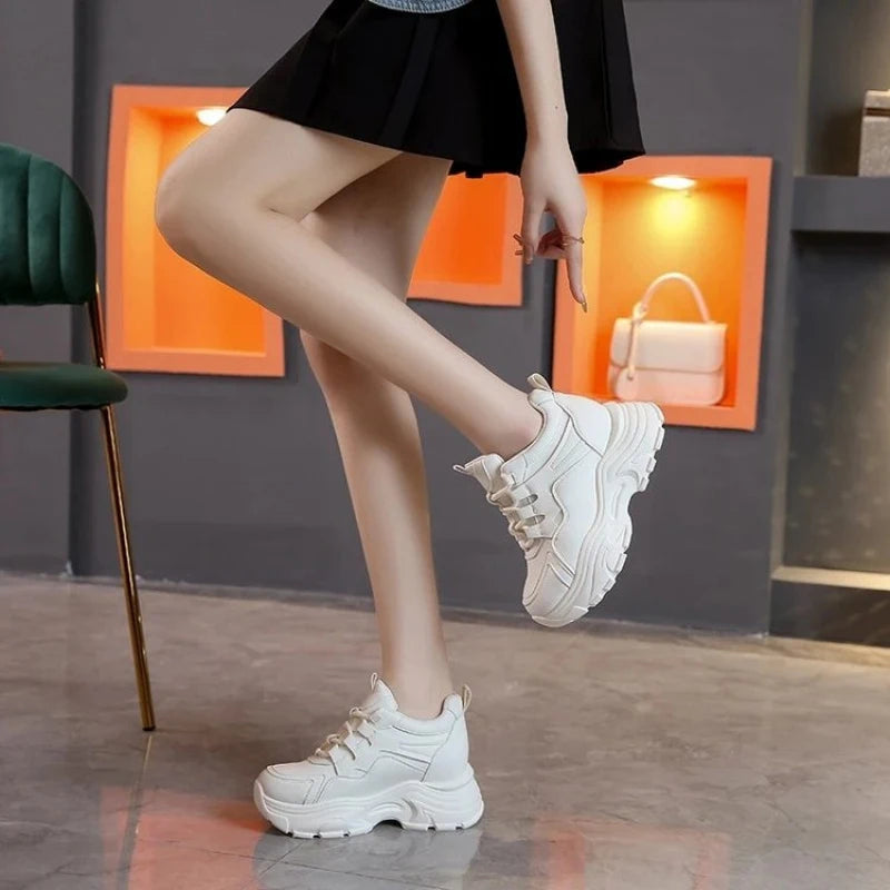 Zapatillas Deportivas para Mujer, Ligeras, Antideslizantes, con Plataforma Alta, Estilo Chunky, Zapatos con Alzas para Uso Diario y Fitness