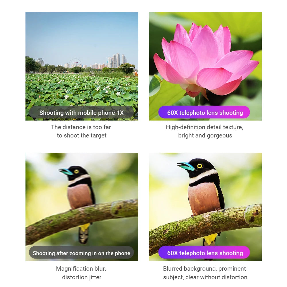 Lente Teleobjetivo 60X APEXEL Monocular para Smartphones