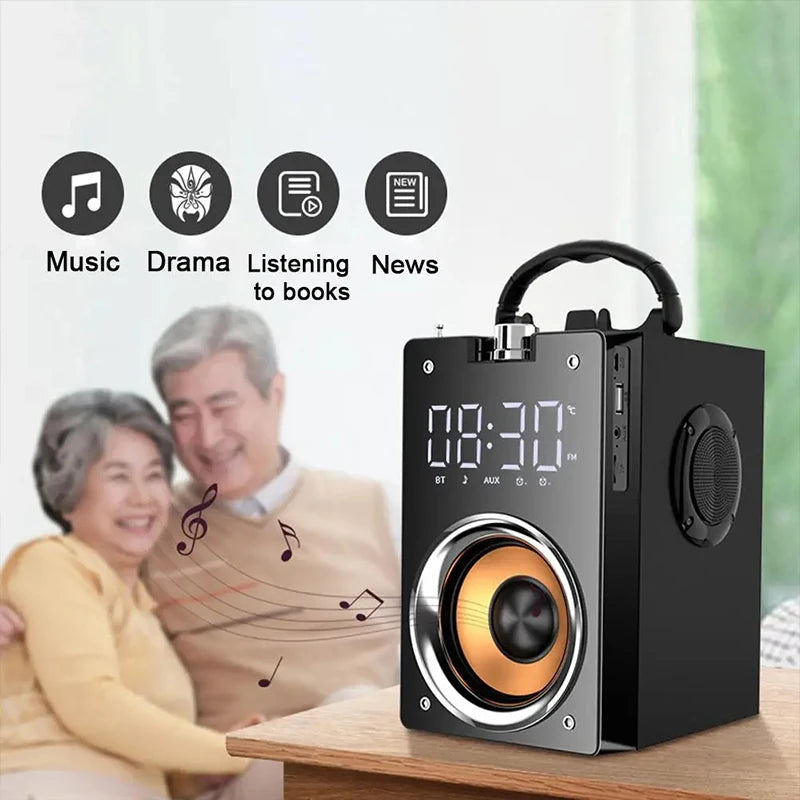 Altavoces Bluetooth inalámbricos de Supergraves de madera, Subwoofer estéreo portátil de alta potencia, Centro de música, soporte TF, Radio FM, HIFI BoomBox