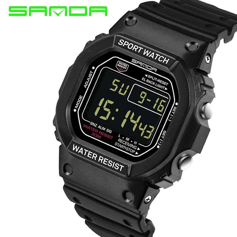 Reloj Digital Deportivo SANDA 329 para Hombre, LED, Resistente al Agua