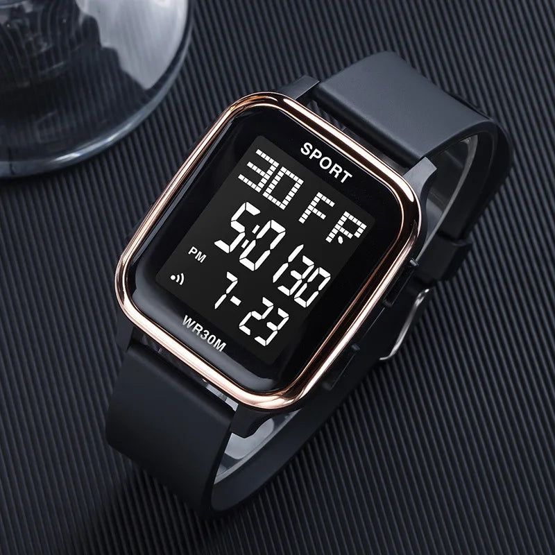 Reloj deportivo YIKAZE para hombre, reloj electrónico multifunción resistente al agua, reloj de pulsera Digital LED ultrafino para hombre y estudiante