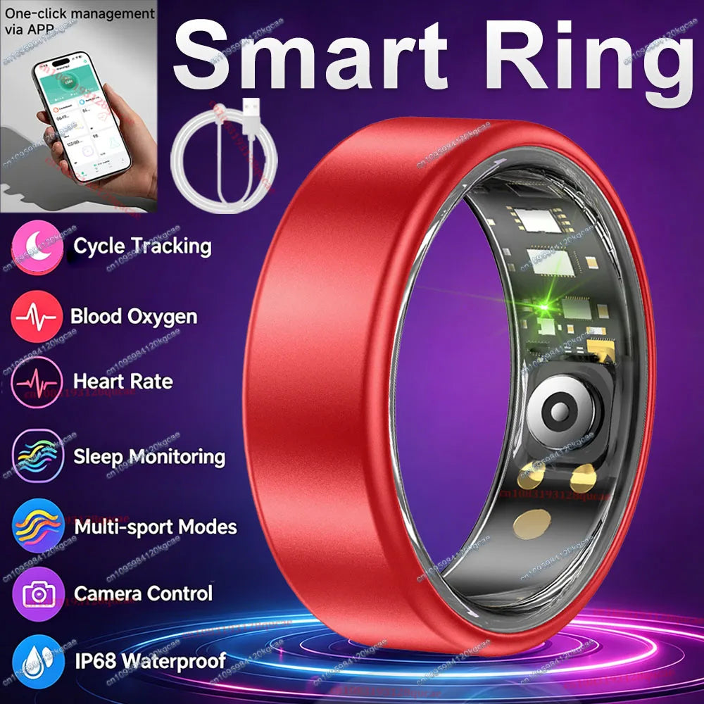 Nuevo Anillo Inteligente R12 2026 con Caja de Carga, Gestor de Salud, Resistente al Agua IP68 5 ATM, Múltiples Modos Deportivos, Anillos Inteligentes para Hombres y Mujeres