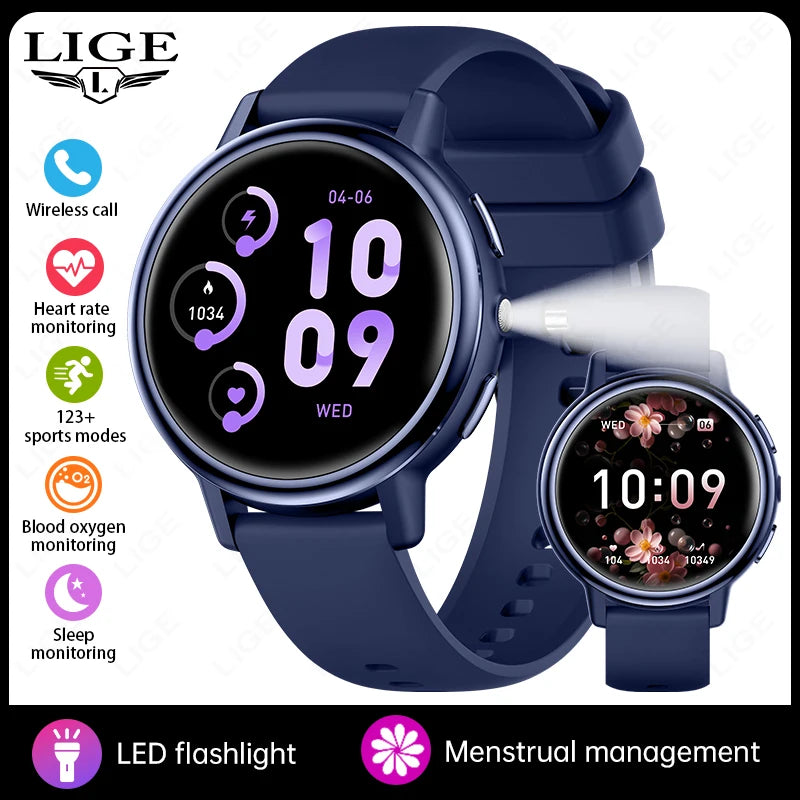 Reloj inteligente LIGE para mujer con pantalla AMOLED y llamadas Bluetooth