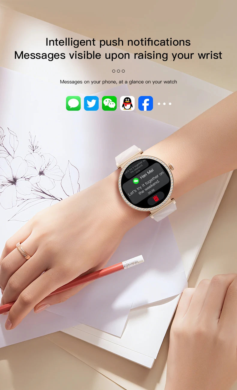 LIGE Reloj Inteligente Lujo con Diamantes GPS