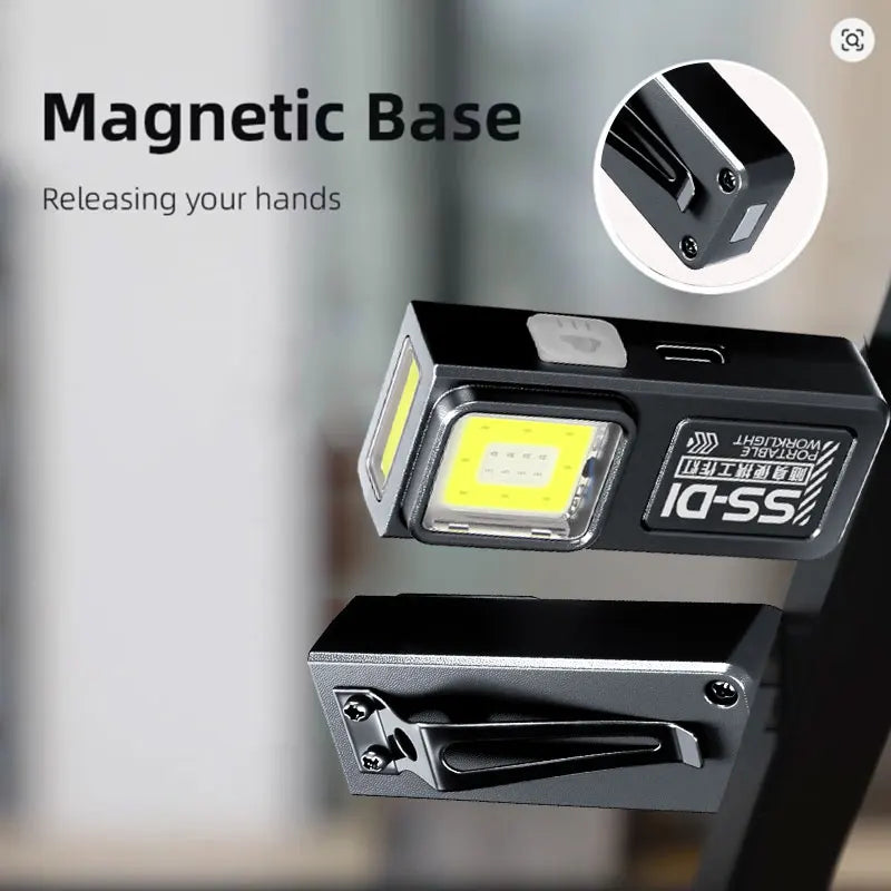 Mini Linterna LED COB Recargable USB con Clip Magnético Multifuncional