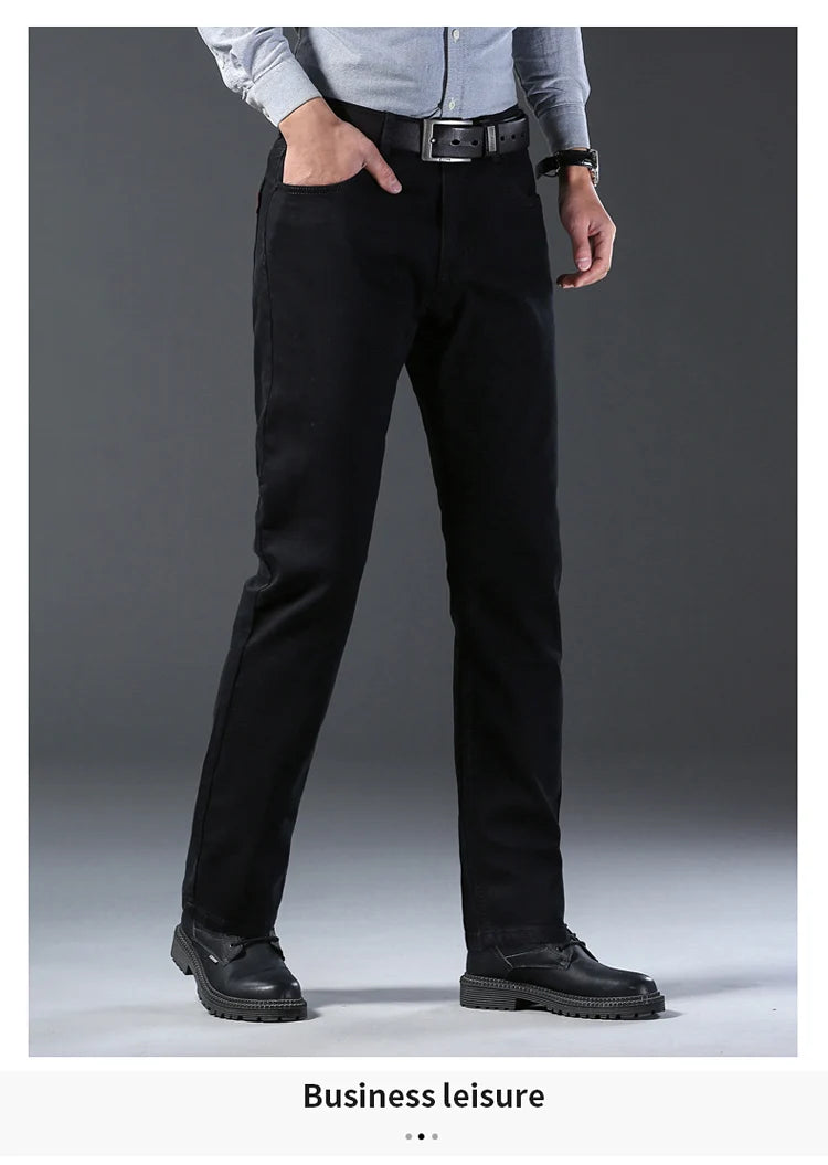 Pantalones Vaqueros Coreanos para Hombre, Elásticos, Ajuste Regular
