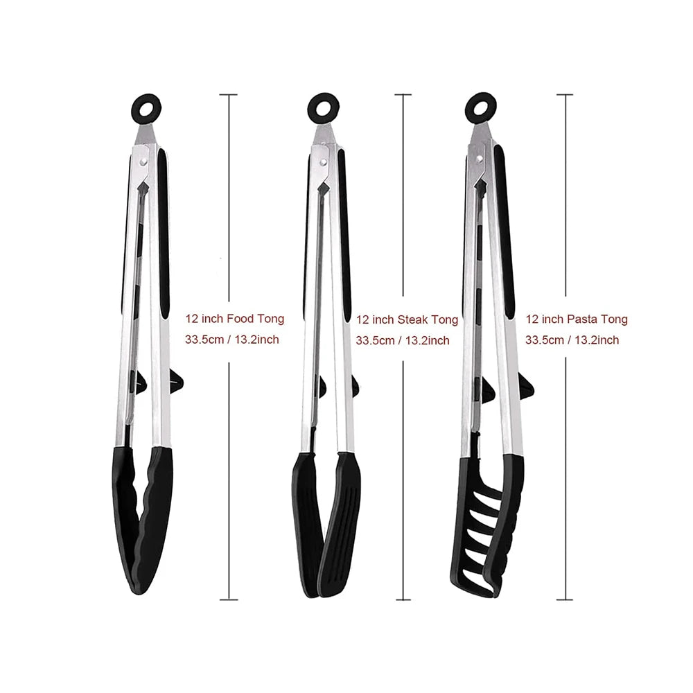 LMETJMA pinzas de cocina pinzas de silicona para alimentos pinzas antiadherentes para servir cocinar para barbacoa ensalada carne Pasta espaguetis fideos JT302