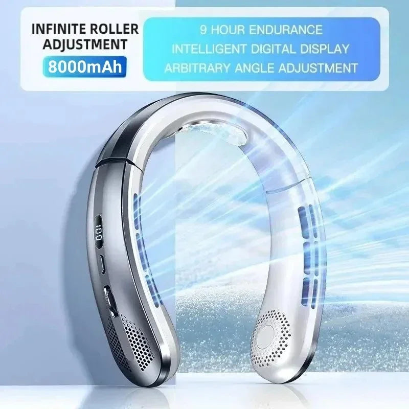 Ventilador de Cuello Sin Aspas 8000mAh con Pantalla LED