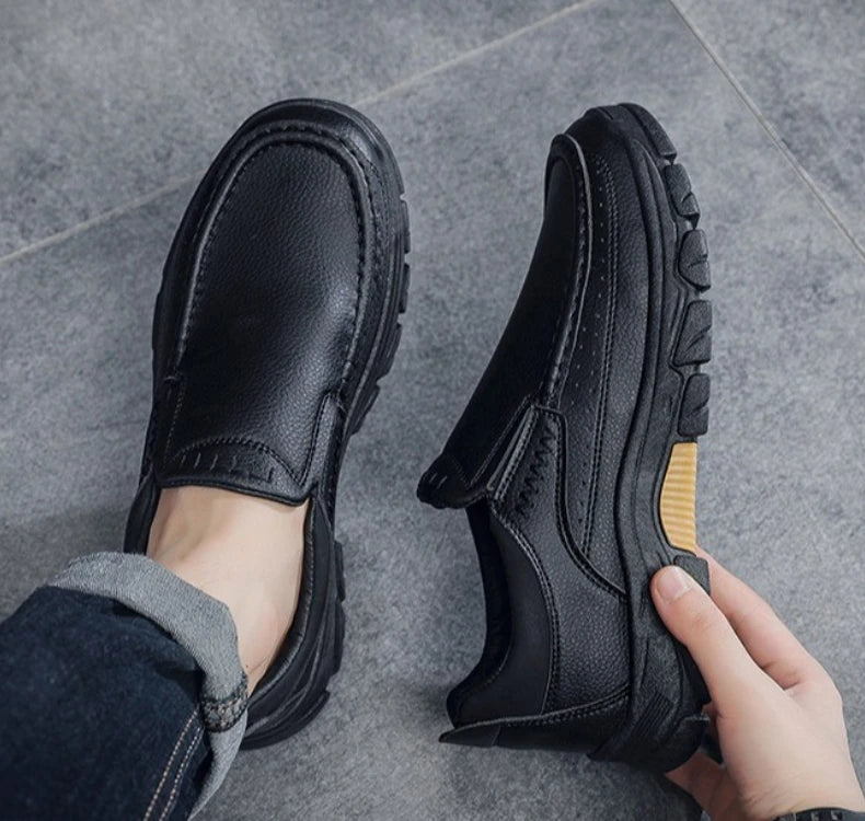 Nuevos zapatos informales para hombre de primavera y otoño, zapatos británicos para papá de mediana edad, zapatos de cuero de negocios a la moda