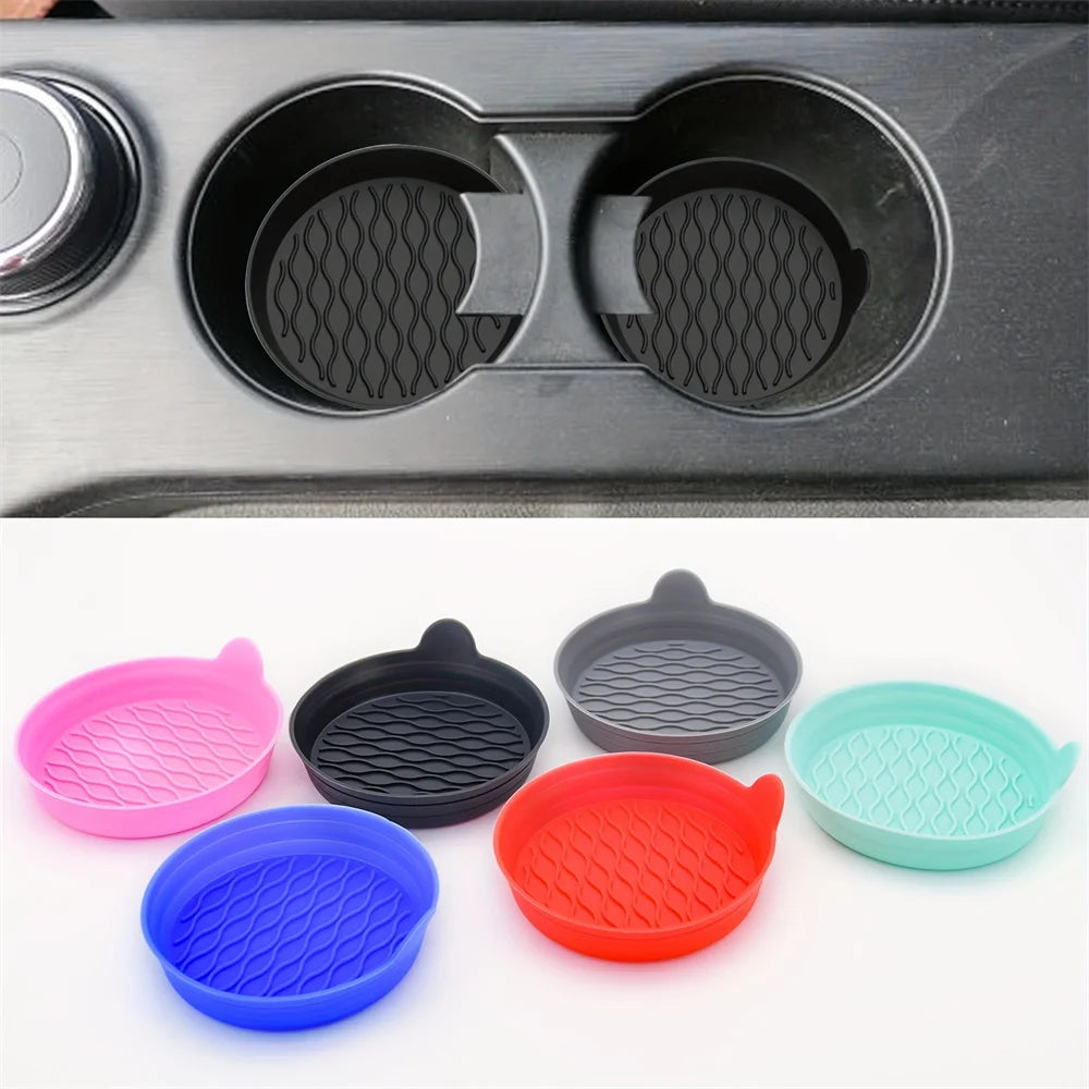Estera Universal para taza de coche de silicona, estera para taza de agua con orificio medio para coche, estera para taza de agua creativa antideslizante circular para coche
