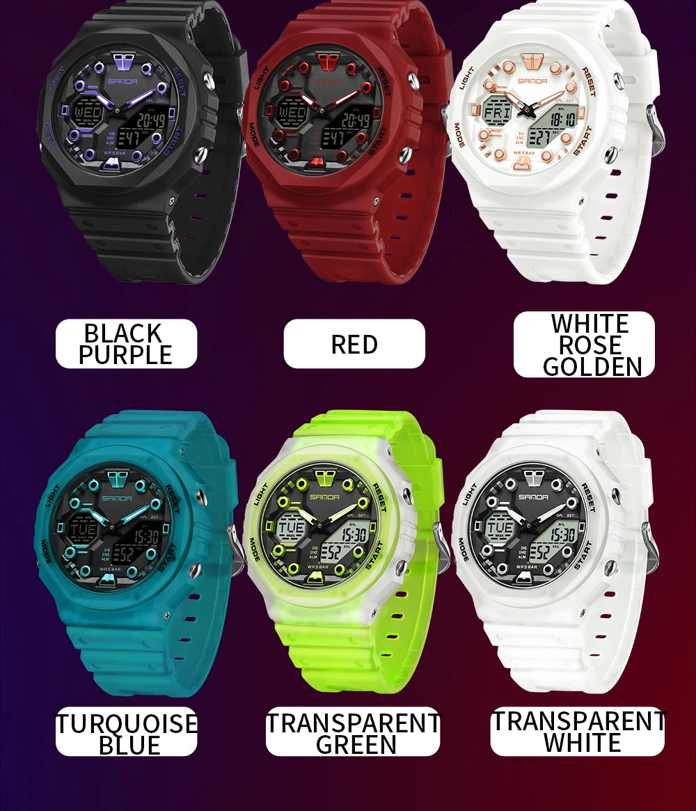 Reloj Digital SANDA 6200 para Hombre, Deportivo LED Impermeable 50M