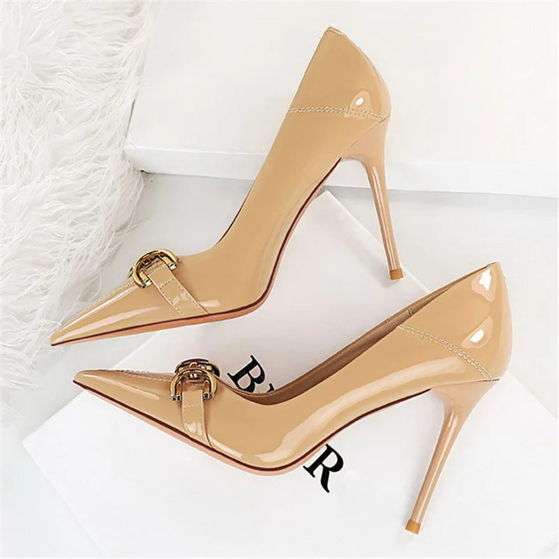 Zapatos de Tacón Alto Stiletto con Hebilla para Mujer