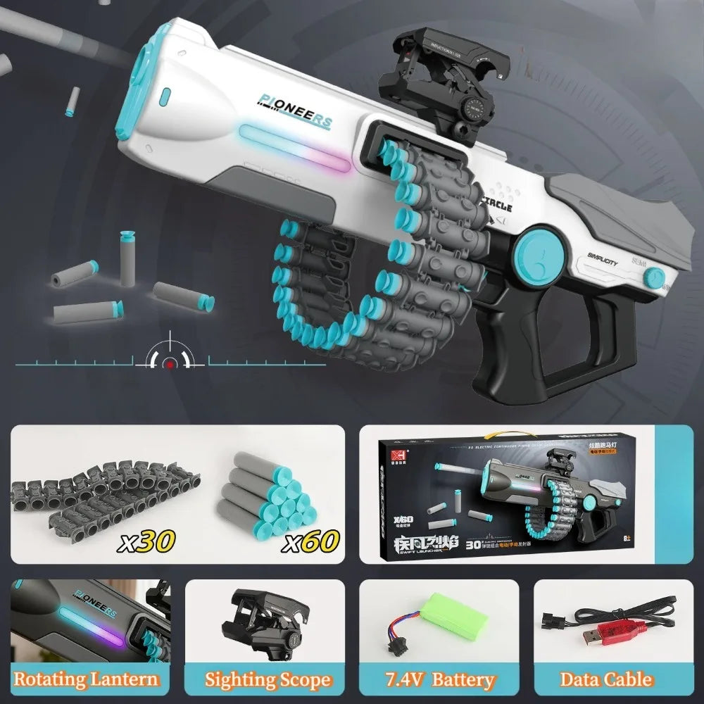 Pistola de Juguete de Doble Modo Eléctrico y Manual con Balas Suaves, Lanzador de Dardos de Espuma, Juguete para Exteriores, Regalo de Cumpleaños Ideal para Niños