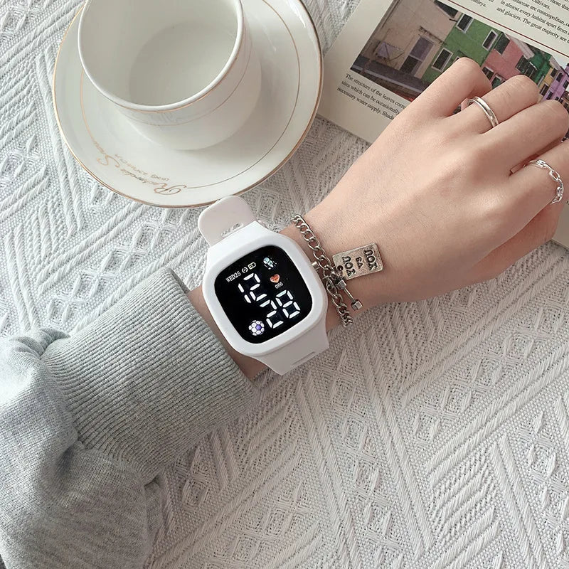 Reloj Deportivo Digital LED Cuadrado para Mujer