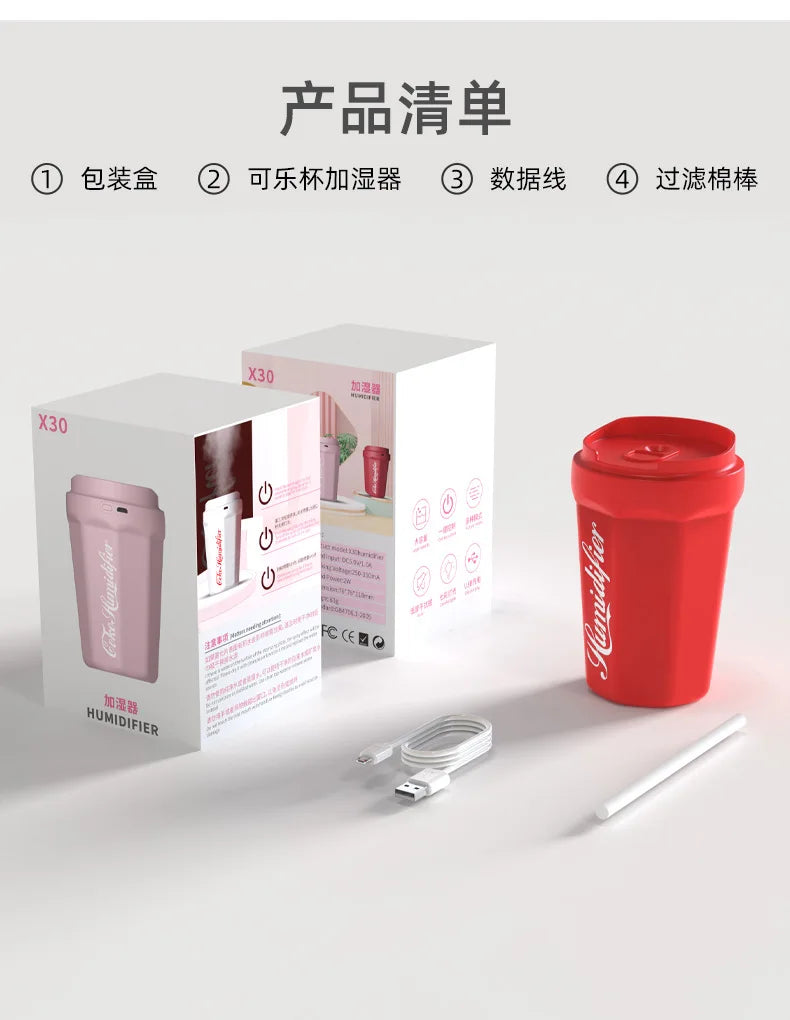 Humidificador USB creativo en forma de taza con difusor de aromas y luces
