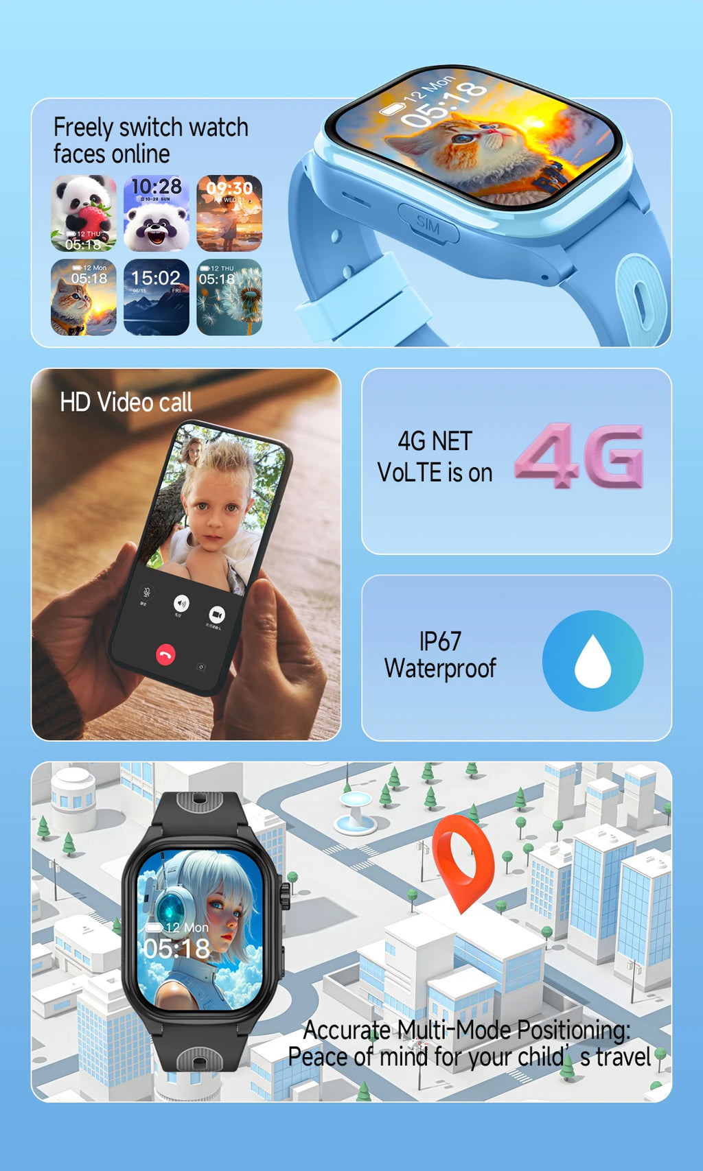 Reloj Inteligente Niños 4G GPS Videollamada SOS