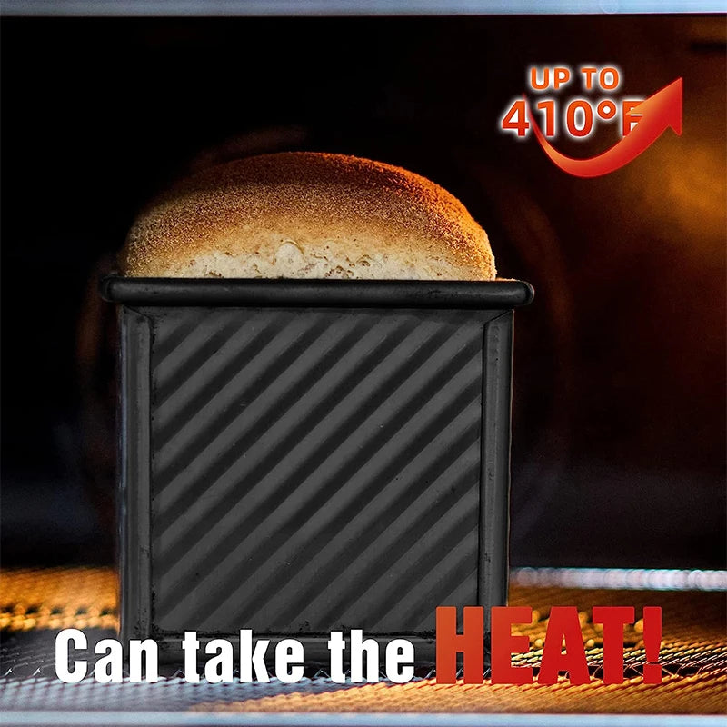 LMETJMA-artén para pan Pullman con tapa, 1 lb, sartén antiadherente para pan, caja para tostadas corrugada rectangular de acero al carbono, molde para pastel JT157
