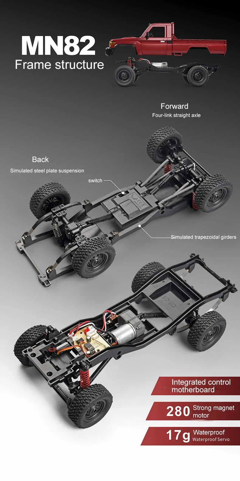 ZWN MN82 MN82S LC79 1/12 camioneta corta RC a escala completa 4WD Control remoto escalada todoterreno coche juguetes para niños regalos de navidad