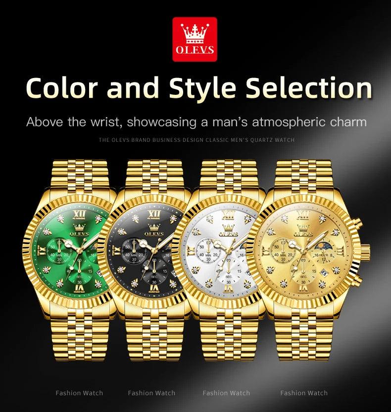 Reloj de Cuarzo OLEVS 2932 para Hombre con Cronógrafo y Diamantes
