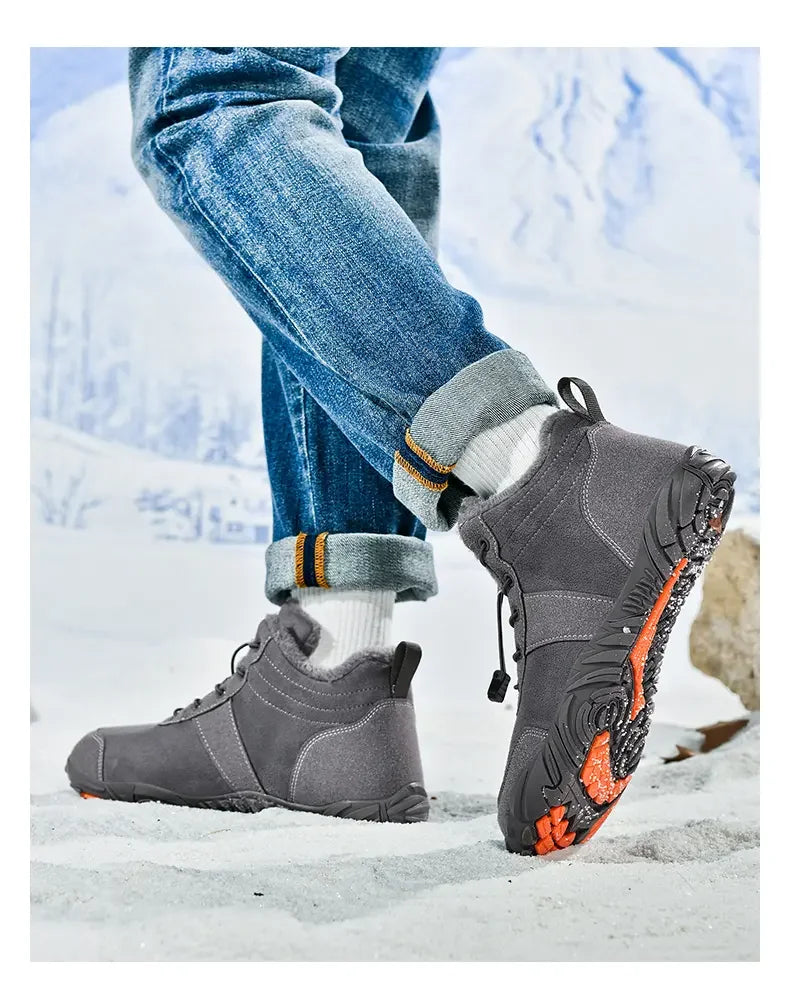 Botas de senderismo forradas de felpa para hombre, antideslizantes de invierno
