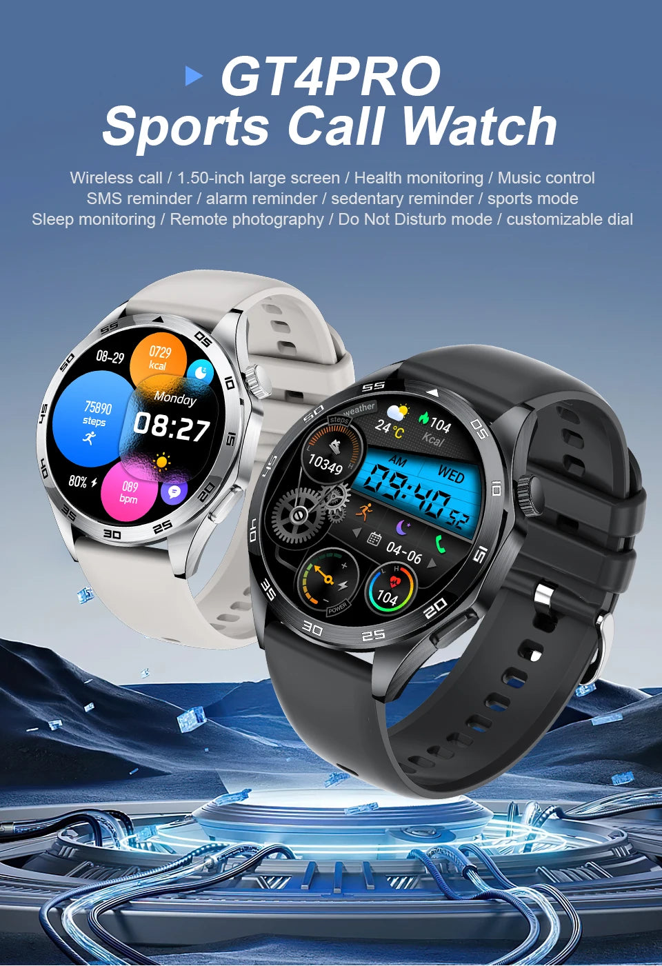 Nuevo Reloj Inteligente GT4Pro 2026 para Android e iOS, con NFC, Rastreador GPS, Pantalla AMOLED HD de 360*360, Monitor de Ritmo Cardíaco, Llamadas Bluetooth